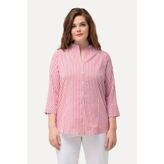 Ulla Popken  Bluse, Streifen, Kelchkragen, 3/4-Arm 