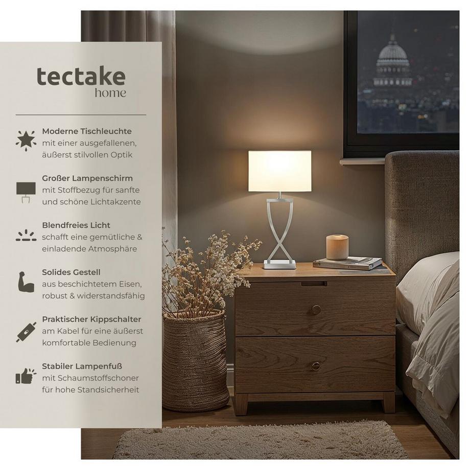 Tectake  Lampe de table AVINA design moderne et lumière non éblouissante 