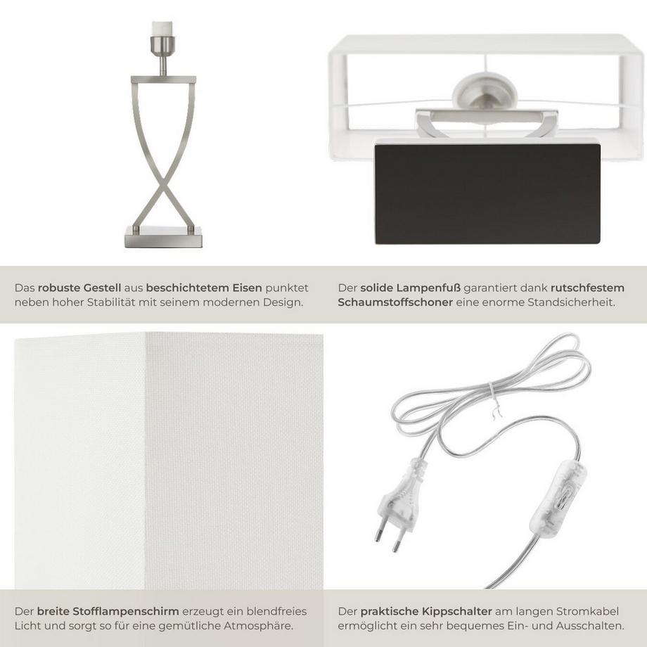 Tectake  Lampe de table AVINA design moderne et lumière non éblouissante 