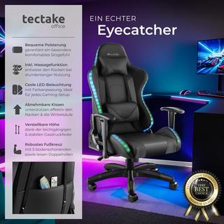 Tectake Chaise de gaming TARTAROS avec fonction massage et LED  