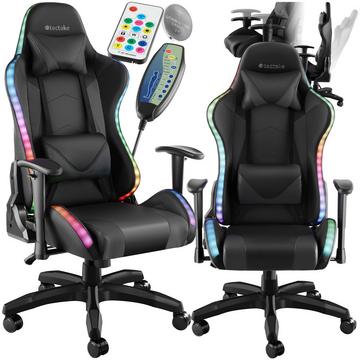 Chaise de gaming TARTAROS avec fonction massage et LED