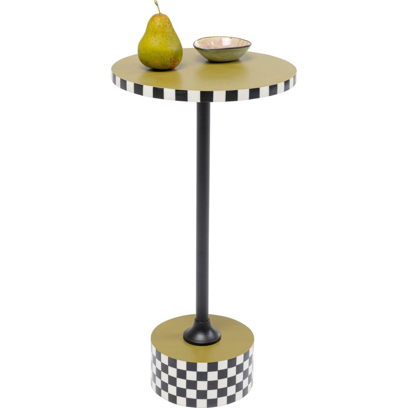 KARE Design Table d'appoint Domero Checkers olive ronde 25  