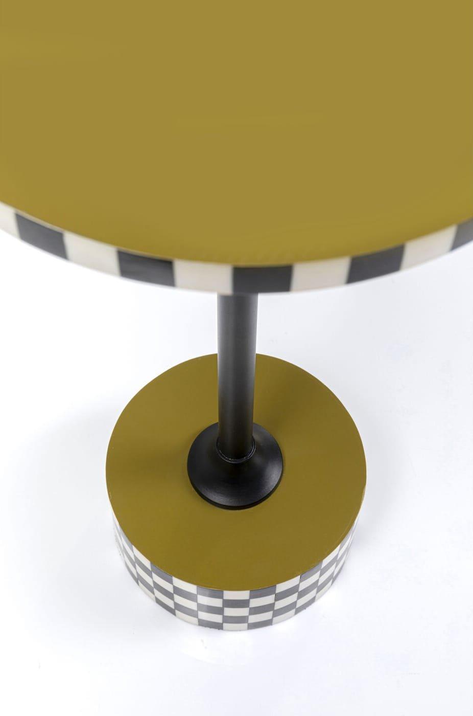 KARE Design Beistelltisch Domero Checkers olive rund 25  