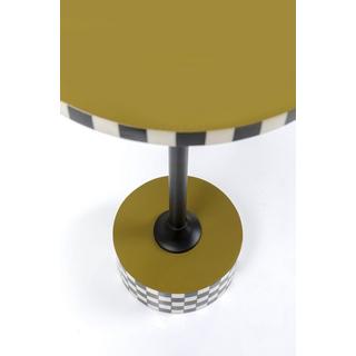 KARE Design Table d'appoint Domero Checkers olive ronde 25  