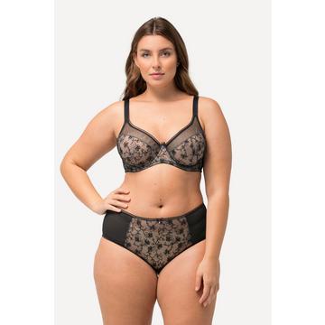 Culotte midi, mesh, dentelle florale