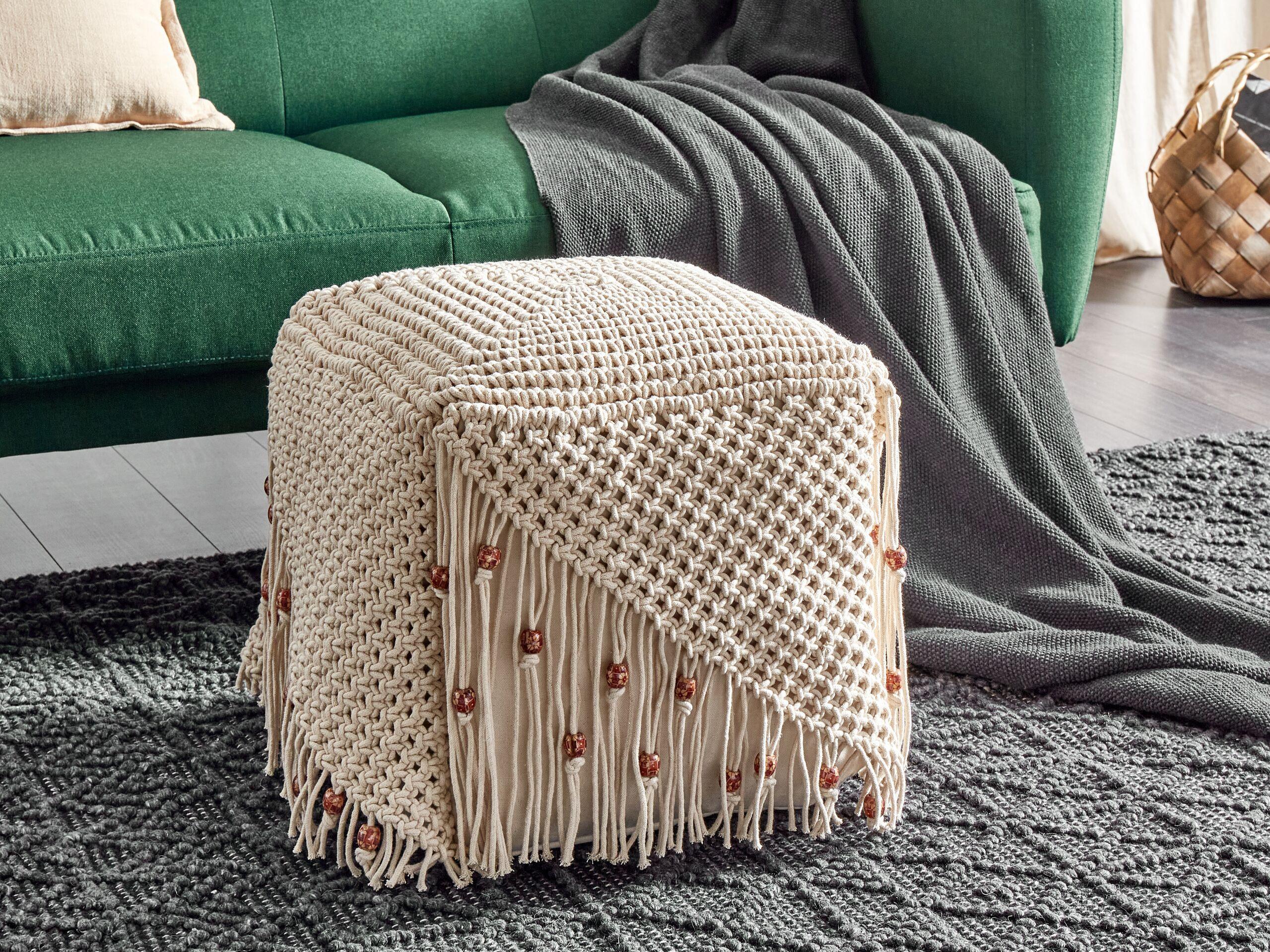 Beliani Pouf aus Baumwolle Boho DANDAI  