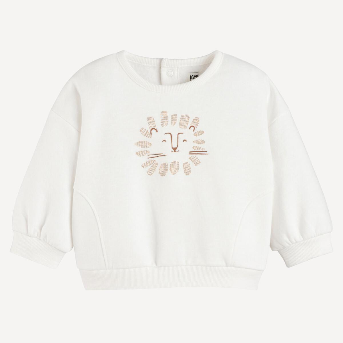 La Redoute Collections  Sweatshirt mit Rundhalsausschnitt und Löwen-Print 
