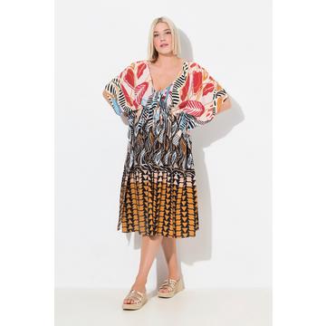 Caftan imprimé safari, manches courtes et décolleté en V