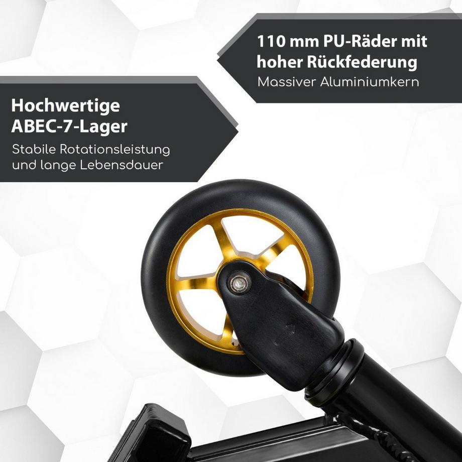Northix  Stunt Scooter mit 360 Lenkung & PU Rädern & Aluminiumdeck Stuntscooter Funscooter Schwarz 