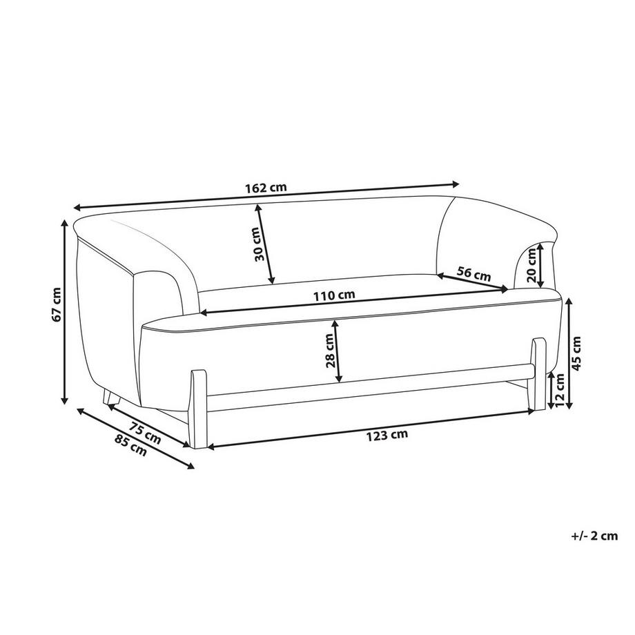 Beliani Canapé 2 places en Tissu chenille Cottage ALNOR  