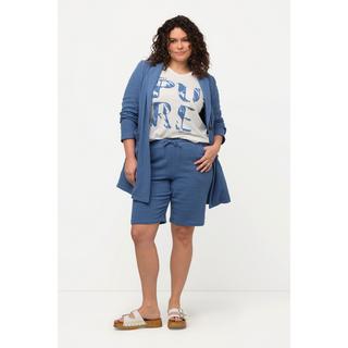 Ulla Popken  Short en tissu gaufré à coupe large, taille élastique et coton bio 