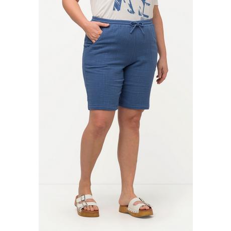 Ulla Popken  Short en tissu gaufré à coupe large, taille élastique et coton bio 