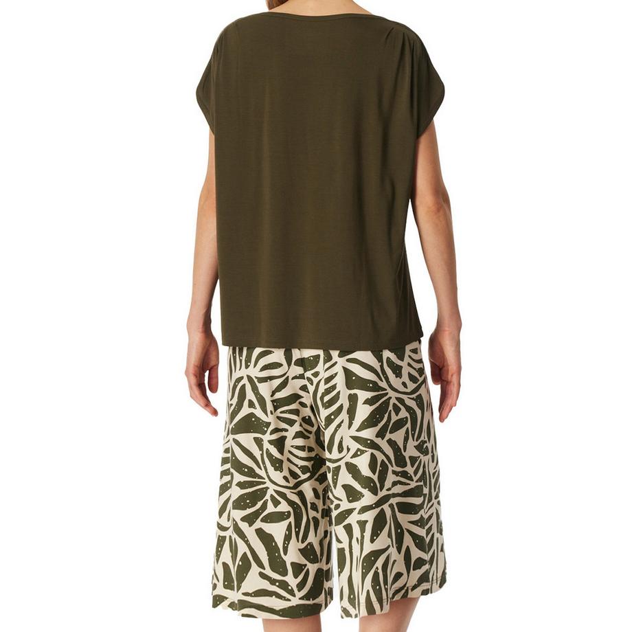 Schiesser Selected Premium Pyjama avec T-shirt manches courtes et pantalon 3/4  