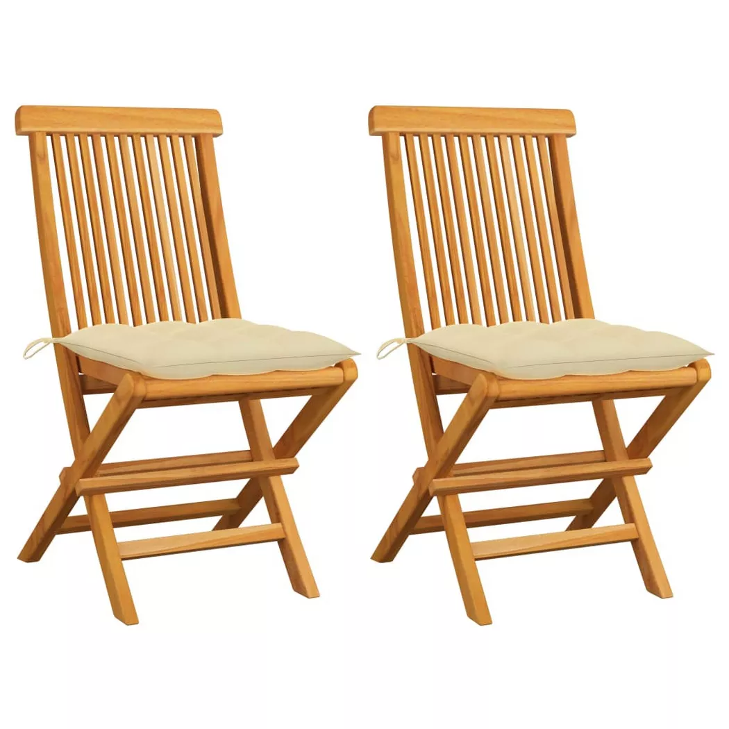VidaXL - Gartenstuhl teak, One Size, Light Beige