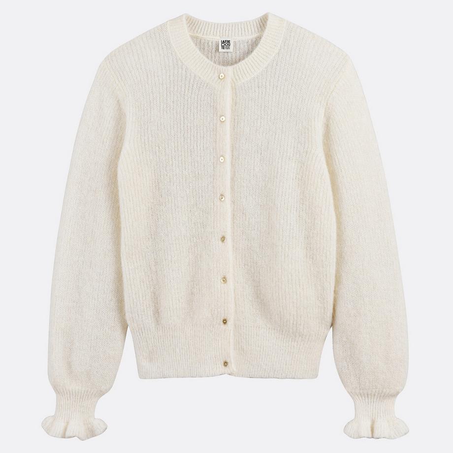 La Redoute Collections Geknöpfte Strickjacke mit Rüschenärmeln  