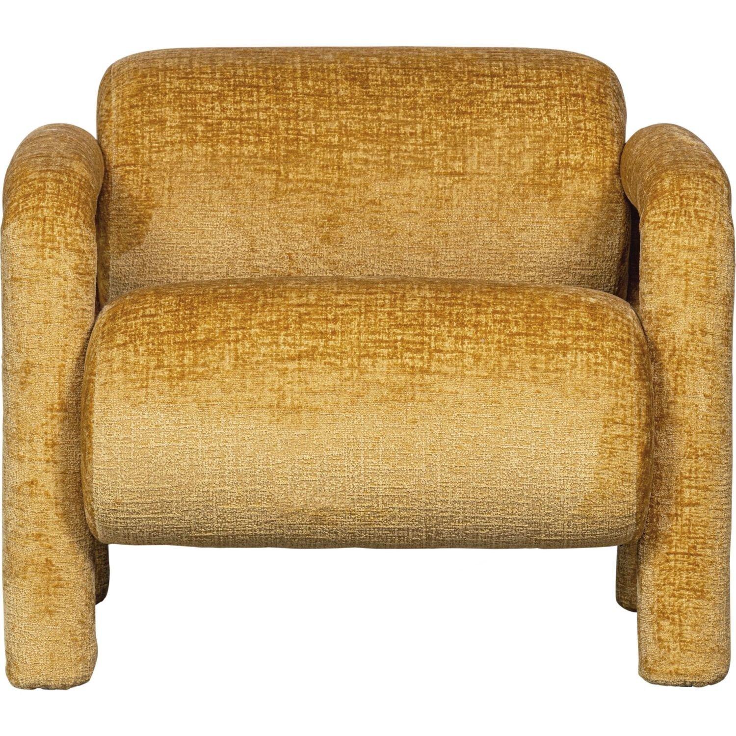 mutoni Fauteuil Lenny Chunky Velvet jaune doré  