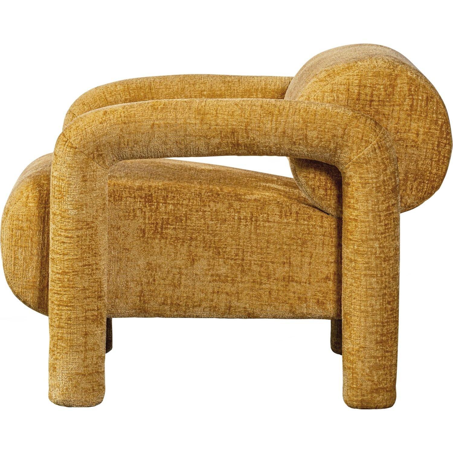 mutoni Fauteuil Lenny Chunky Velvet jaune doré  