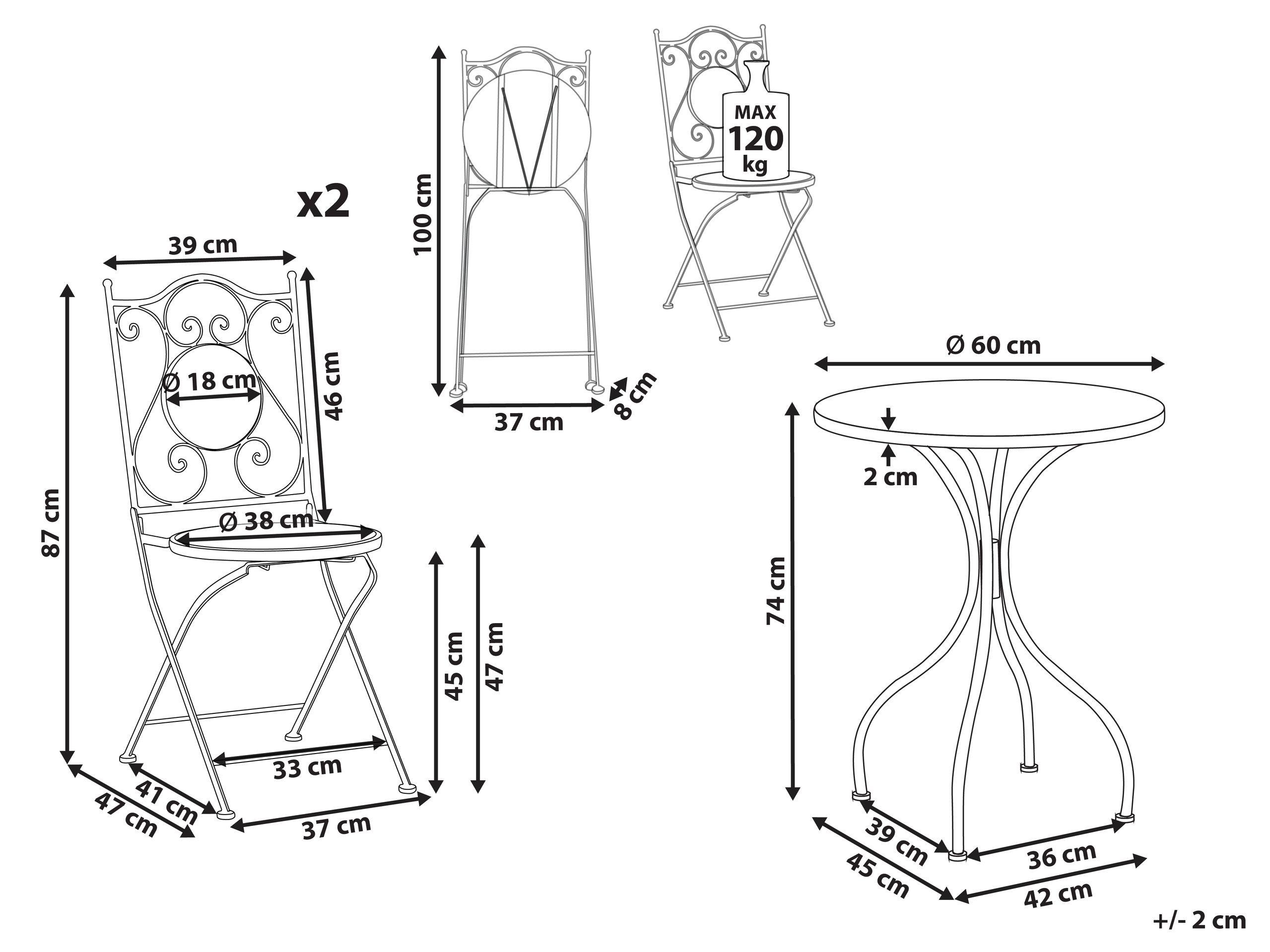 Beliani Ensemble pour bistro en Métal Méditerranéen AGGIUS  