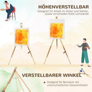 Northio Staffelei Klappbare Feldstaffelei, Stativ Staffelei, Höhenverstellbar, Tragbare Atelierstaffelei Aus Buchenholz Für Leinwände Bis 107 Cm Höhe  