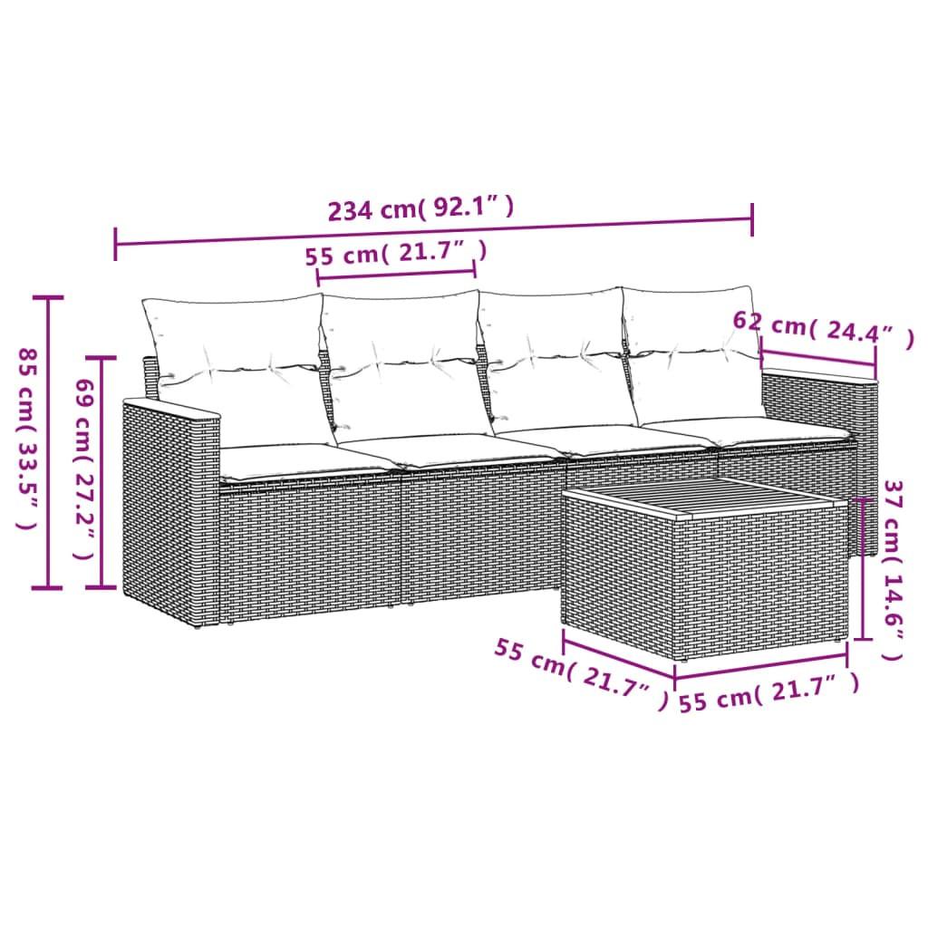 VidaXL set divano da giardino Polirattan  