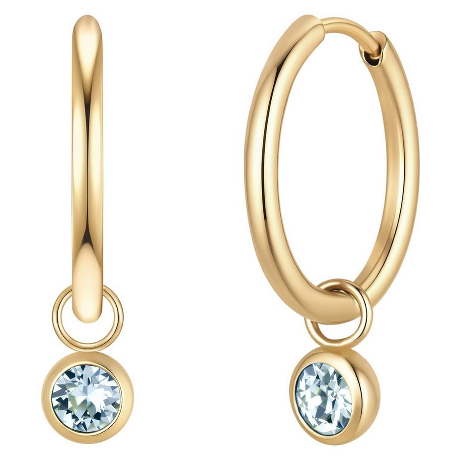 Creolen Geburtsstein März Edelstahl verziert mit Kristallen von Swarovski
