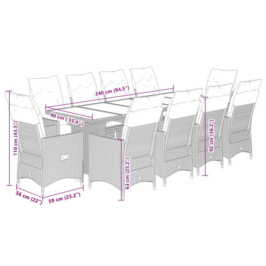 VidaXL Ensemble de bistro rotin synthétique  