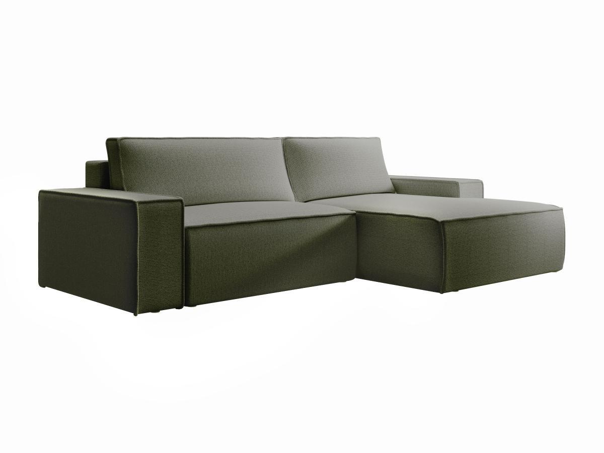 Vente-unique Ecksofa mit Schlaffunktion - Ecke rechts - Strukturstoff - Grün - AMELIA  