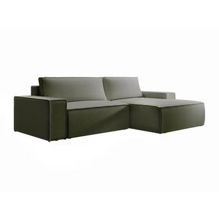Vente-unique Ecksofa mit Schlaffunktion - Ecke rechts - Strukturstoff - Grün - AMELIA  