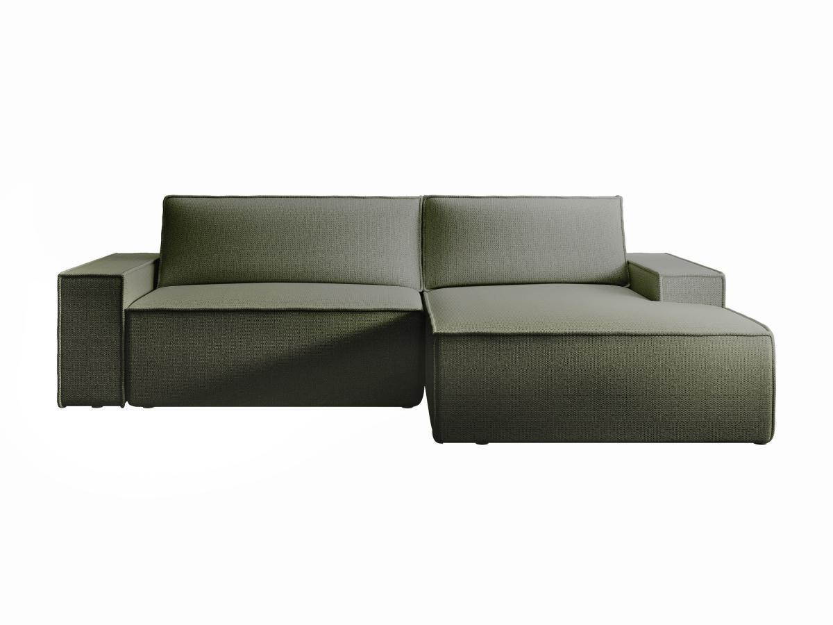 Vente-unique Ecksofa mit Schlaffunktion - Ecke rechts - Strukturstoff - Grün - AMELIA  