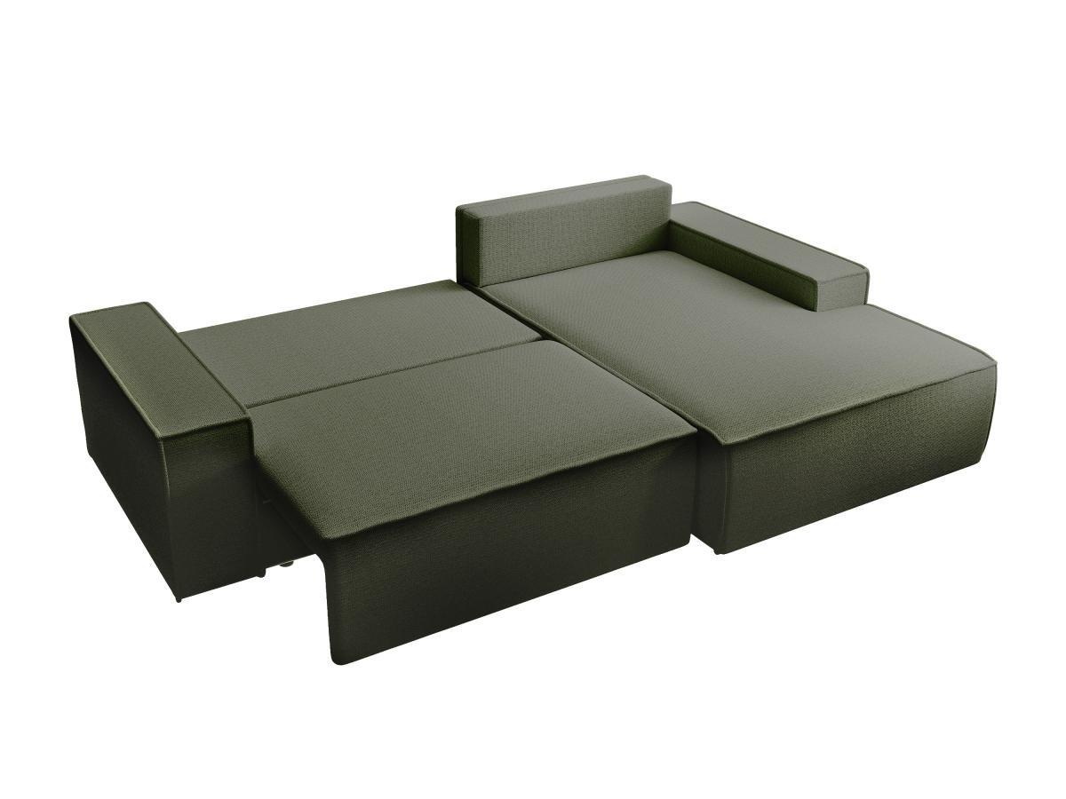 Vente-unique Ecksofa mit Schlaffunktion - Ecke rechts - Strukturstoff - Grün - AMELIA  