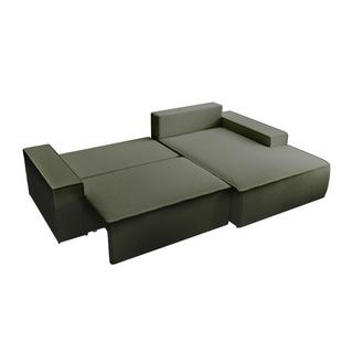 Vente-unique Ecksofa mit Schlaffunktion - Ecke rechts - Strukturstoff - Grün - AMELIA  