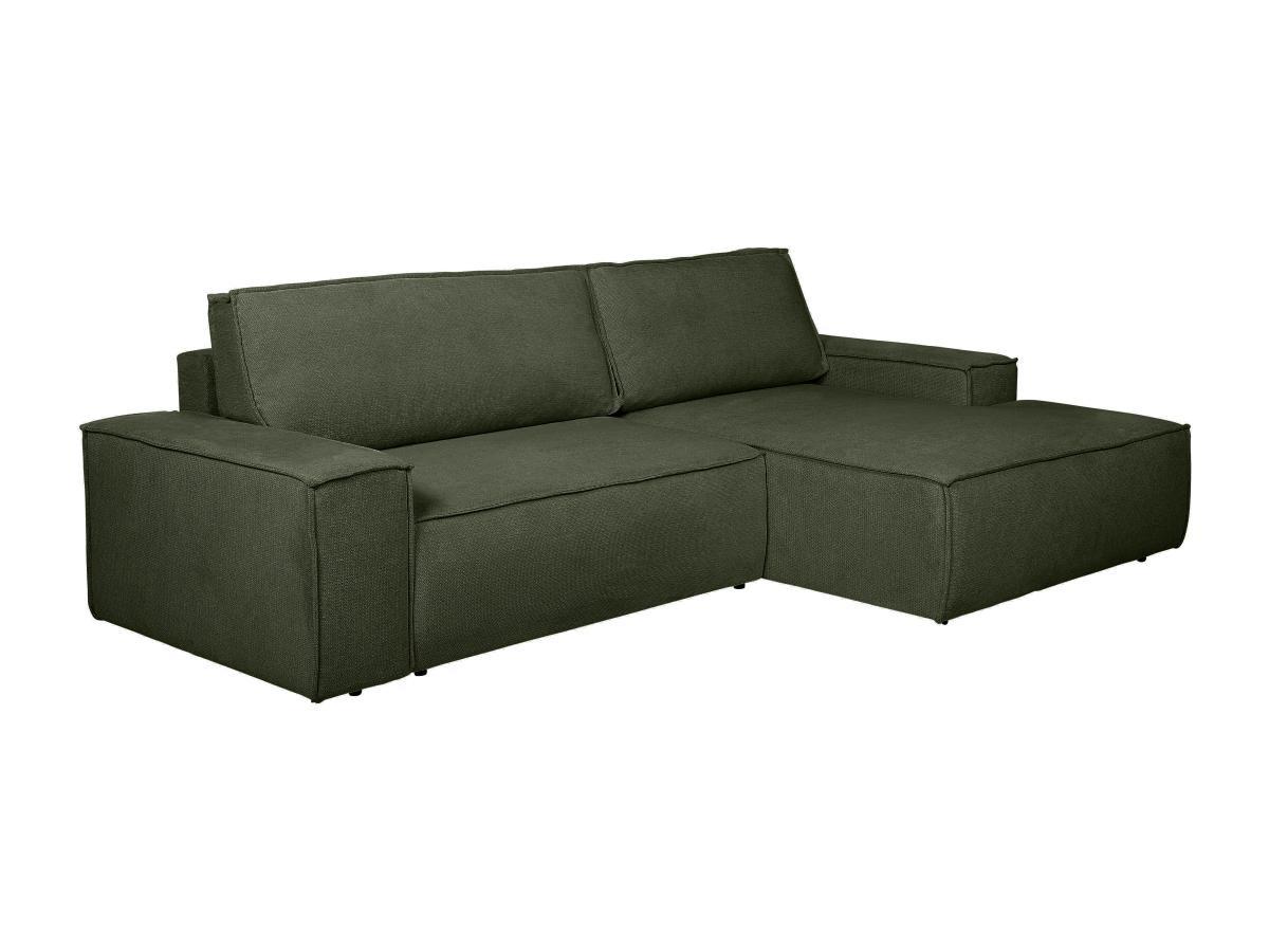 Vente-unique Ecksofa mit Schlaffunktion - Ecke rechts - Strukturstoff - Grün - AMELIA  