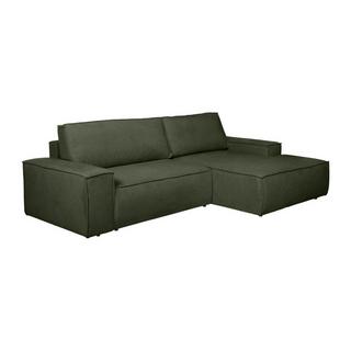 Vente-unique Ecksofa mit Schlaffunktion - Ecke rechts - Strukturstoff - Grün - AMELIA  