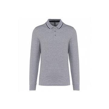 polo-shirt aus piqué-strick langarm