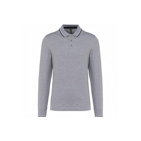 Kariban  polo-shirt aus piqué-strick langarm 