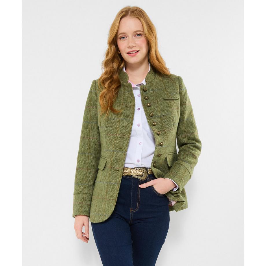 Veste à carreaux tradition avec col mao