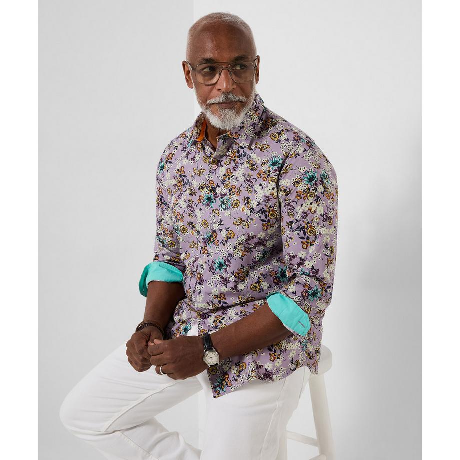 Langarmhemd mit durchgehendem Blumenmuster