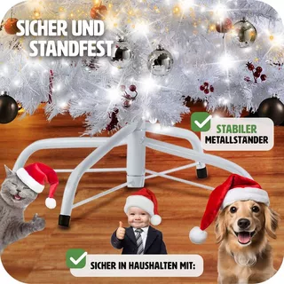 Tectake Weihnachtsbaum künstlich mit Metallständer weiss  