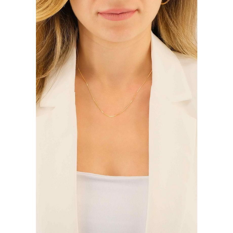 MUAU Schmuck  Collier gourmette or jaune 750, 1mm, 36cm 