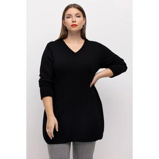 Ulla Popken  Pullover, edler Wollmix, Biese, V-Ausschnitt, Langarm 