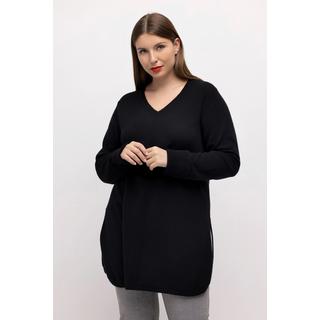 Ulla Popken  Pullover, edler Wollmix, Biese, V-Ausschnitt, Langarm 