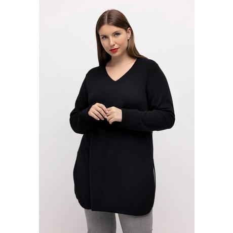 Ulla Popken  Pullover, edler Wollmix, Biese, V-Ausschnitt, Langarm 