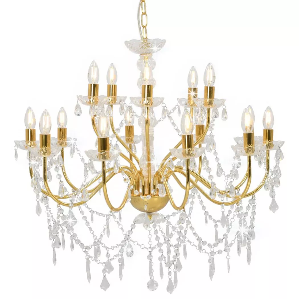 vidaXL Lustre 2 couches Doré 15 ampoules E14