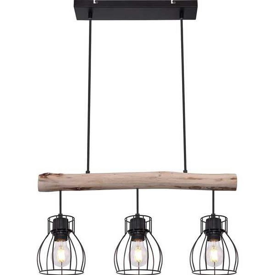 mutoni Lampe à suspension Mina métal noir 3xE27  