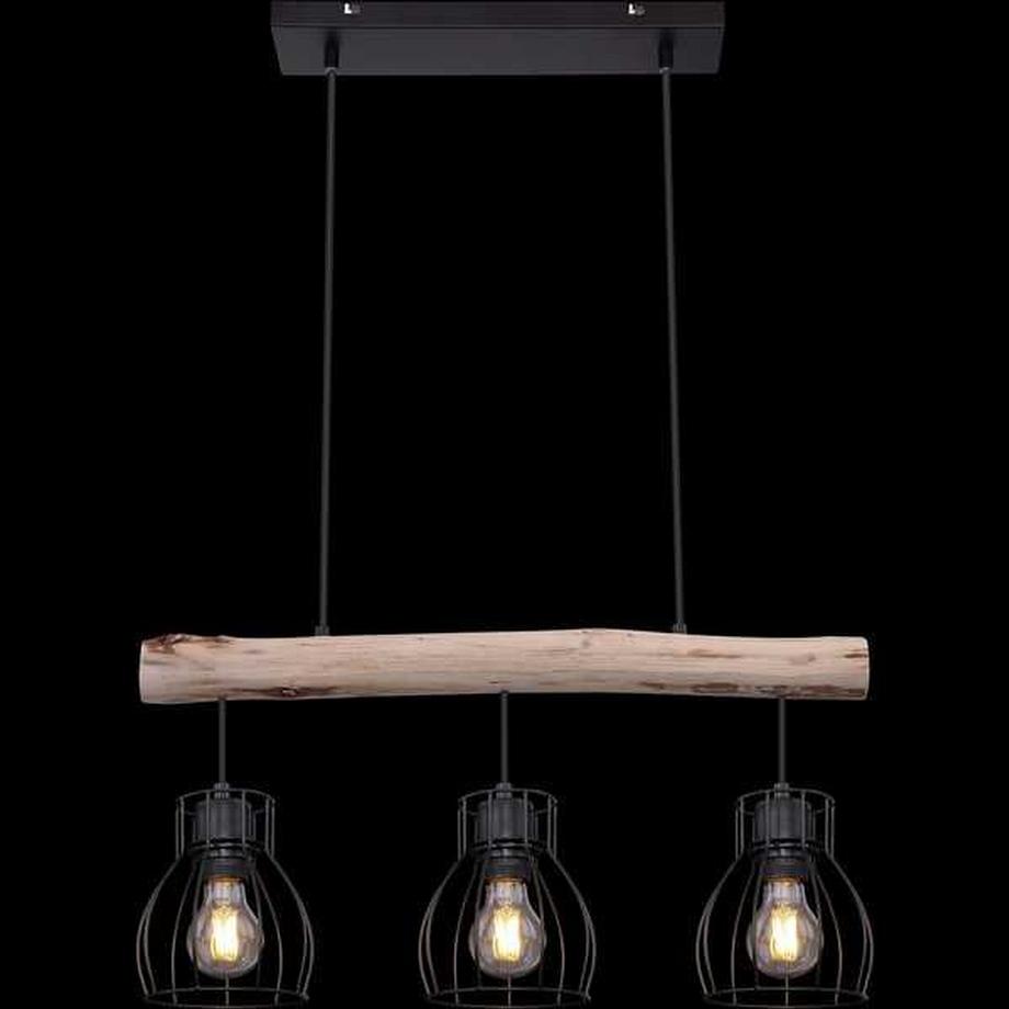 mutoni Lampe à suspension Mina métal noir 3xE27  