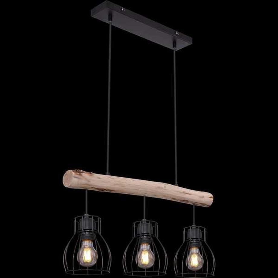 mutoni Lampe à suspension Mina métal noir 3xE27  