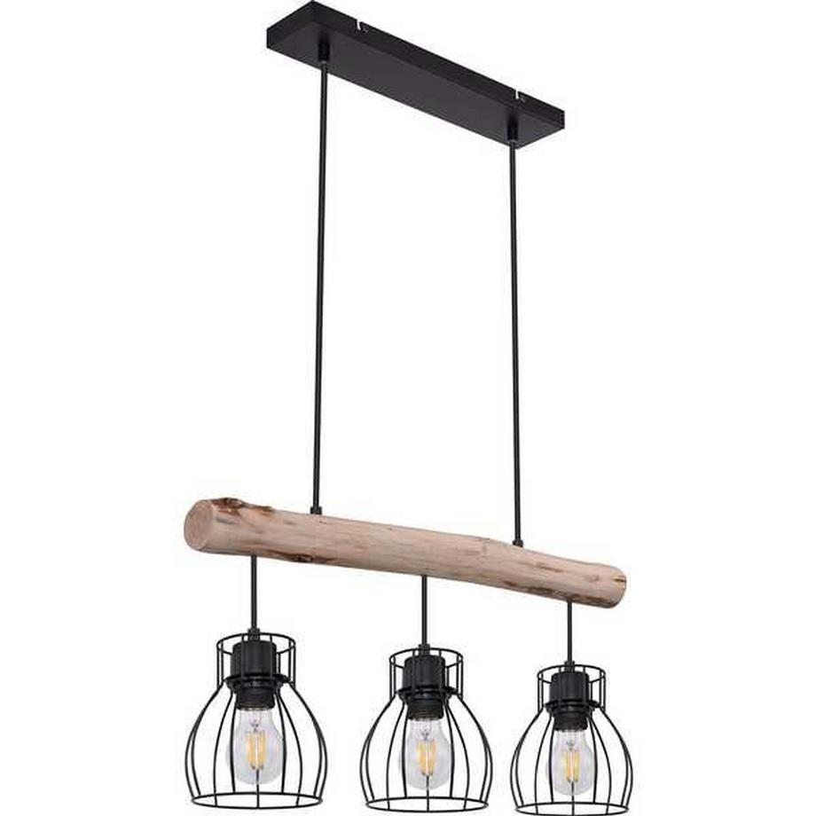 mutoni Lampe à suspension Mina métal noir 3xE27  