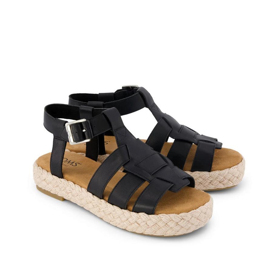 TOMS Damen Ledersandalen Fisherman-Stil mit geflochtener Plattform  