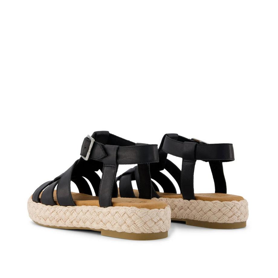 TOMS Damen Ledersandalen Fisherman-Stil mit geflochtener Plattform  