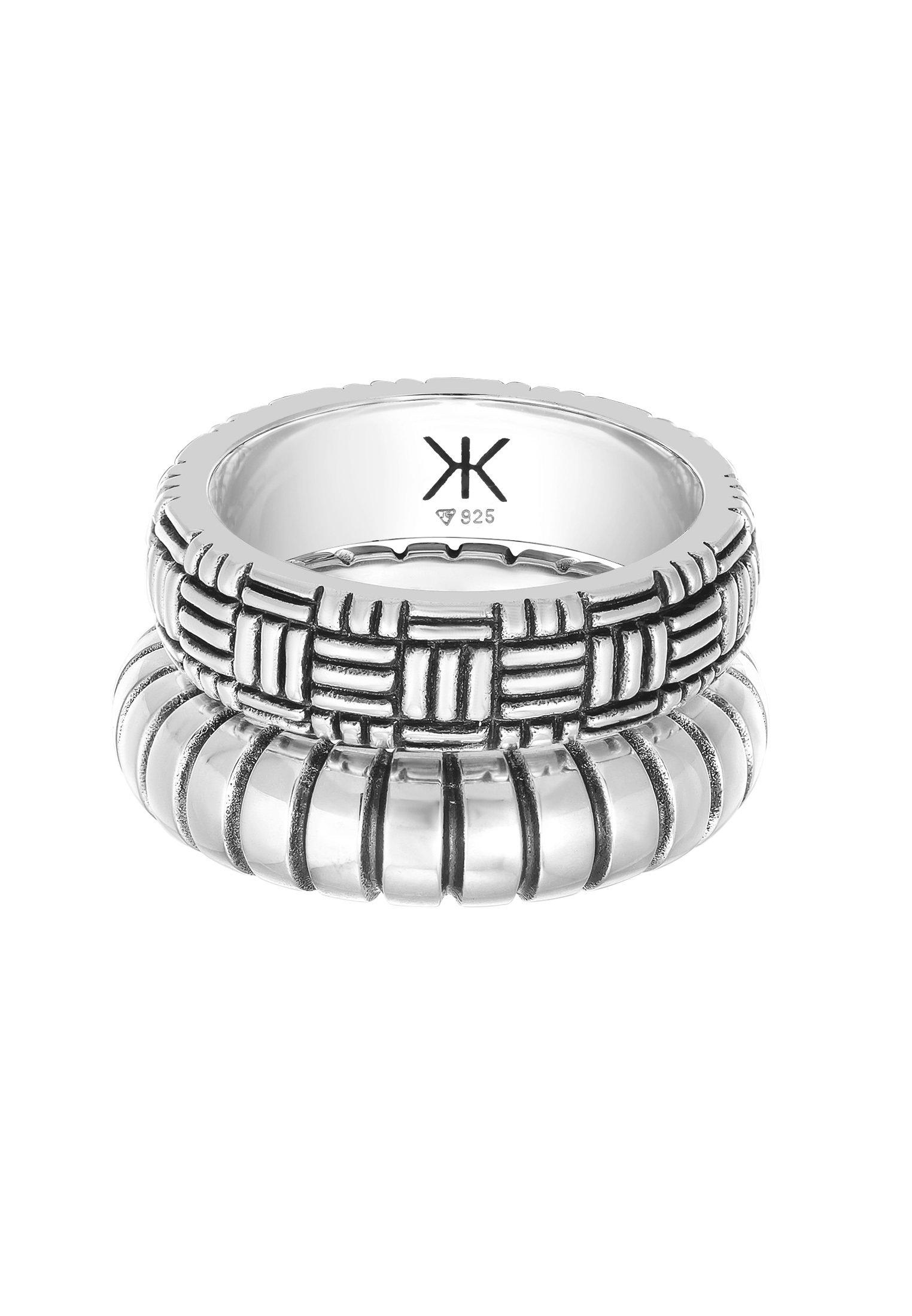 Kuzzoi  Bague Set Bandring Vintage Oxidiert 925 Silber 